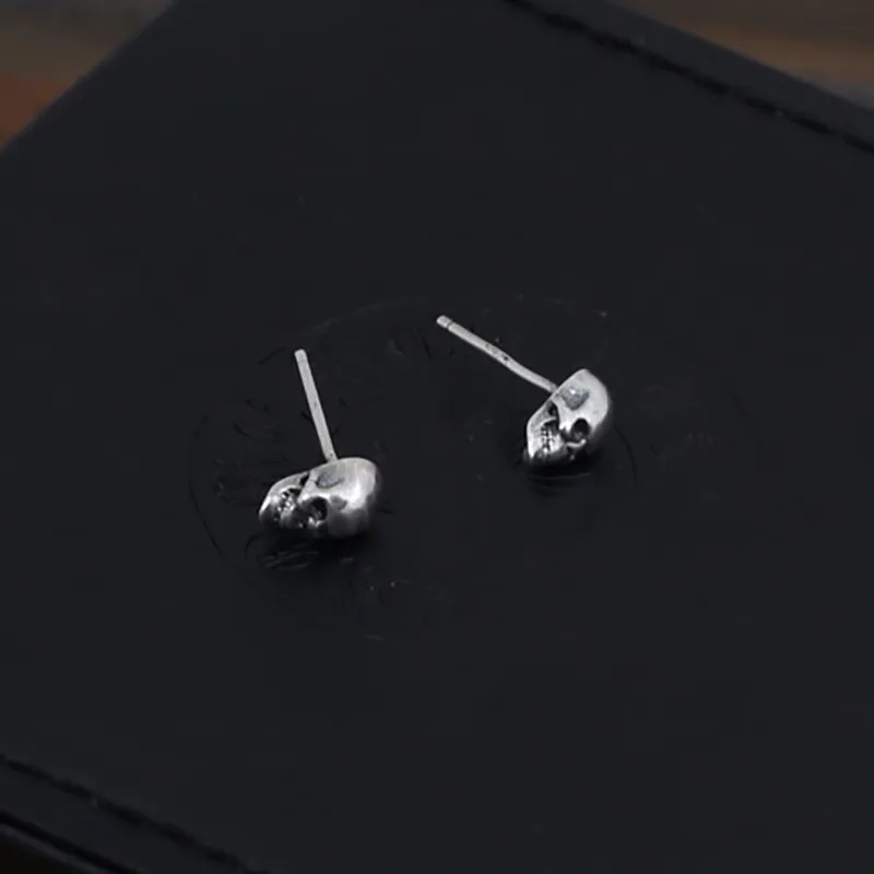 925 Sterling Silver Skull Earrings Studs Set Small Rock Punk Gothic Vintage Jewelry For Men And Women Brinco Masculino 15
