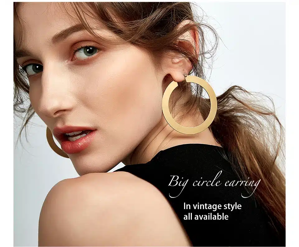 Enfashion Vintage Large Hoop Earrings Matte Gold color Earings Stainless Steel Circle Earrings For Women Jewelry oorbellen 9