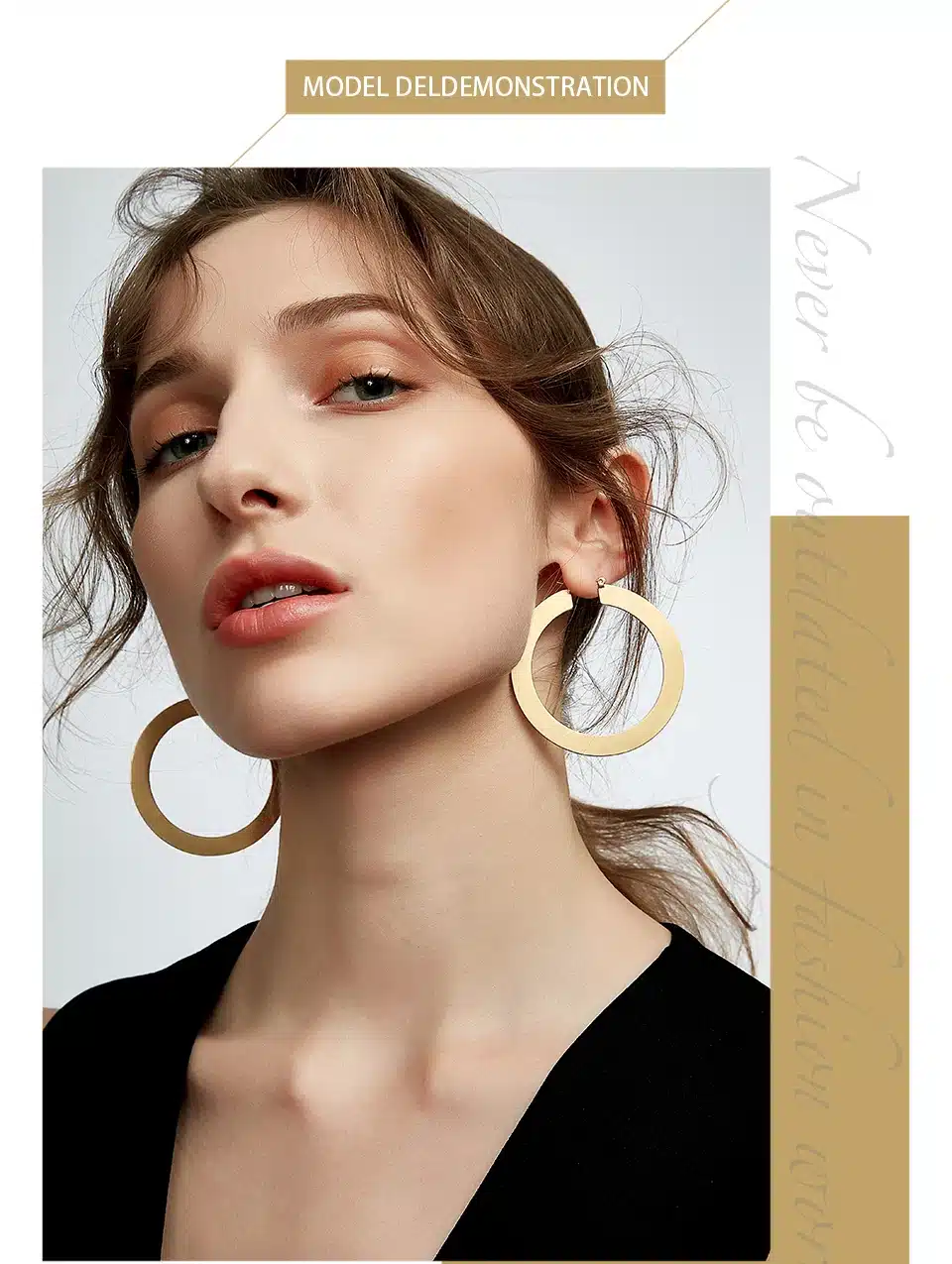 Enfashion Vintage Large Hoop Earrings Matte Gold color Earings Stainless Steel Circle Earrings For Women Jewelry oorbellen 10