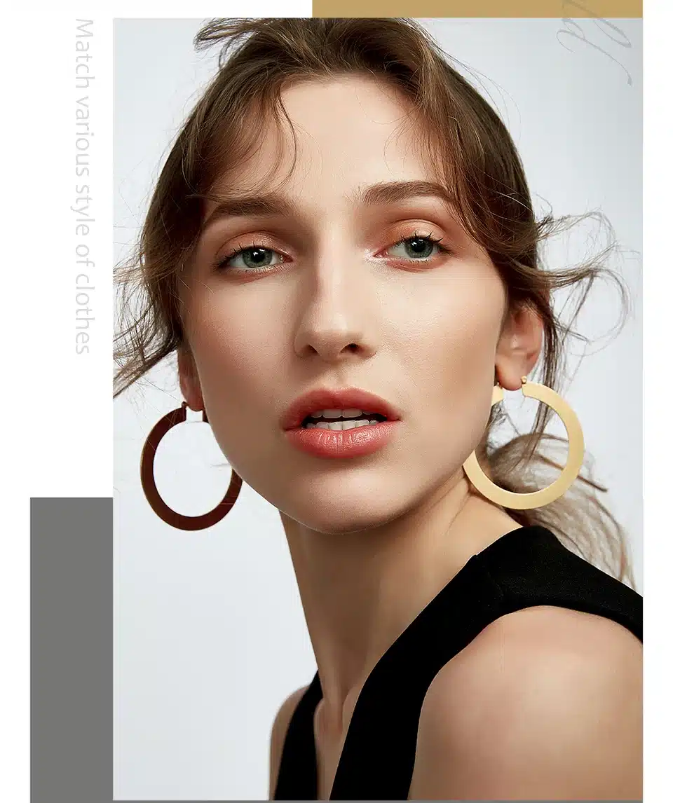 Enfashion Vintage Large Hoop Earrings Matte Gold color Earings Stainless Steel Circle Earrings For Women Jewelry oorbellen 11
