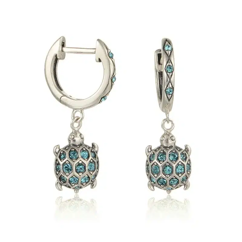 925 Sterling Silver Earrings Sea Turtle Dangle Earrings With Sparkling Rhinestone For Women Brand GW Jewellery Er1014 3