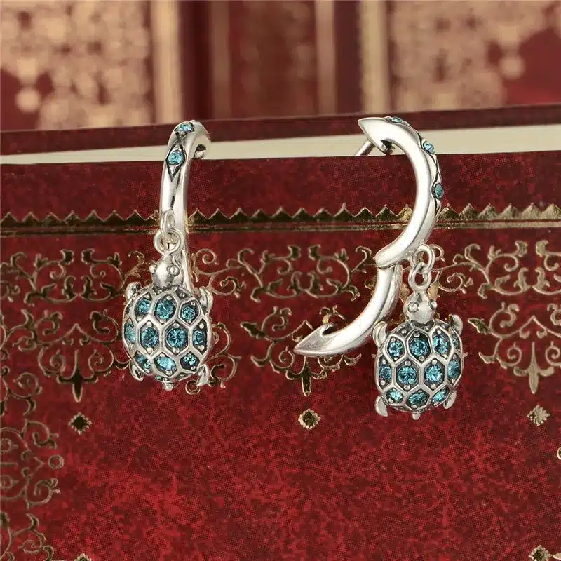 925 Sterling Silver Earrings Sea Turtle Dangle Earrings With Sparkling Rhinestone For Women Brand GW Jewellery Er1014 4