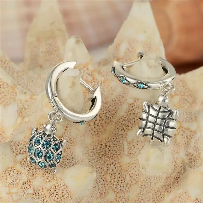 925 Sterling Silver Earrings Sea Turtle Dangle Earrings With Sparkling Rhinestone For Women Brand GW Jewellery Er1014 5