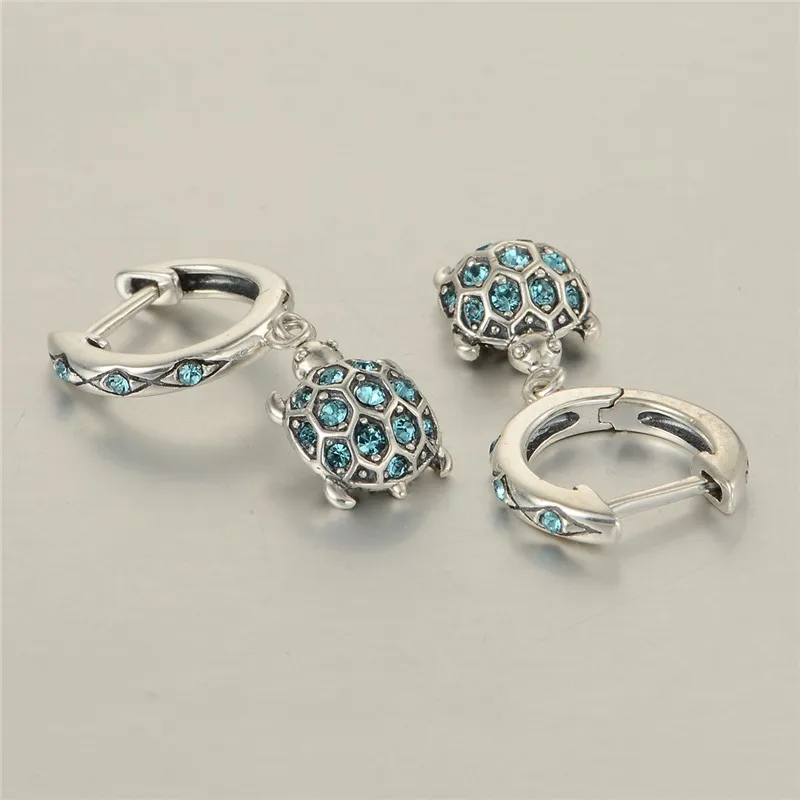 925 Sterling Silver Earrings Sea Turtle Dangle Earrings With Sparkling Rhinestone For Women Brand GW Jewellery Er1014 7