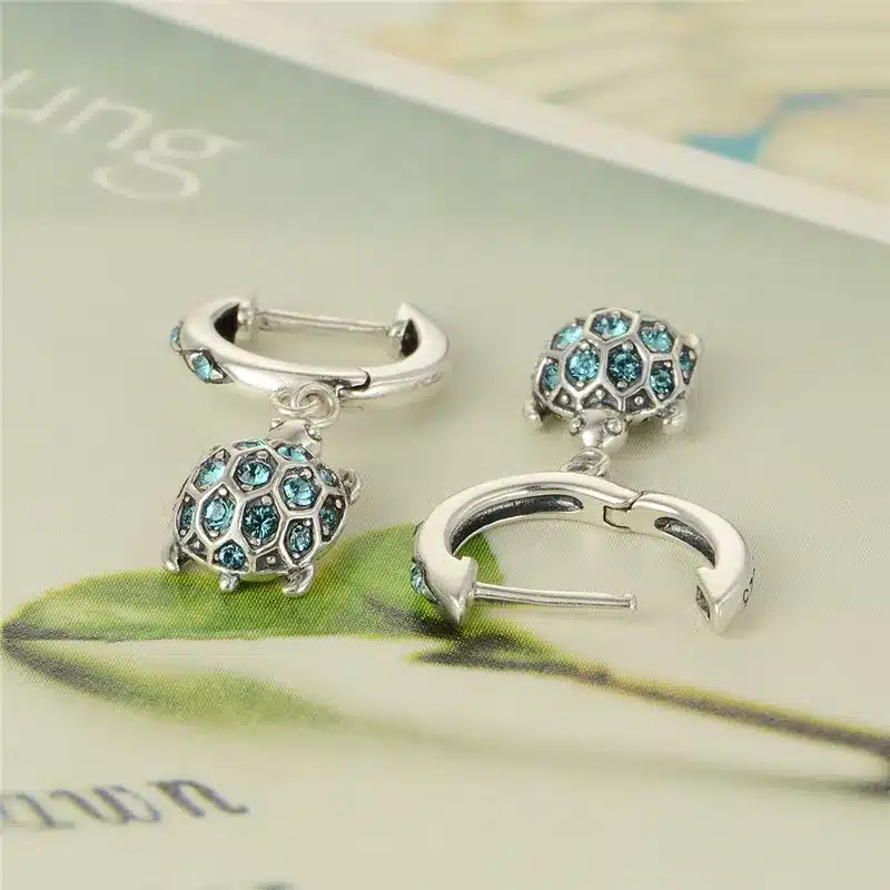 925 Sterling Silver Earrings Sea Turtle Dangle Earrings With Sparkling Rhinestone For Women Brand GW Jewellery Er1014 8