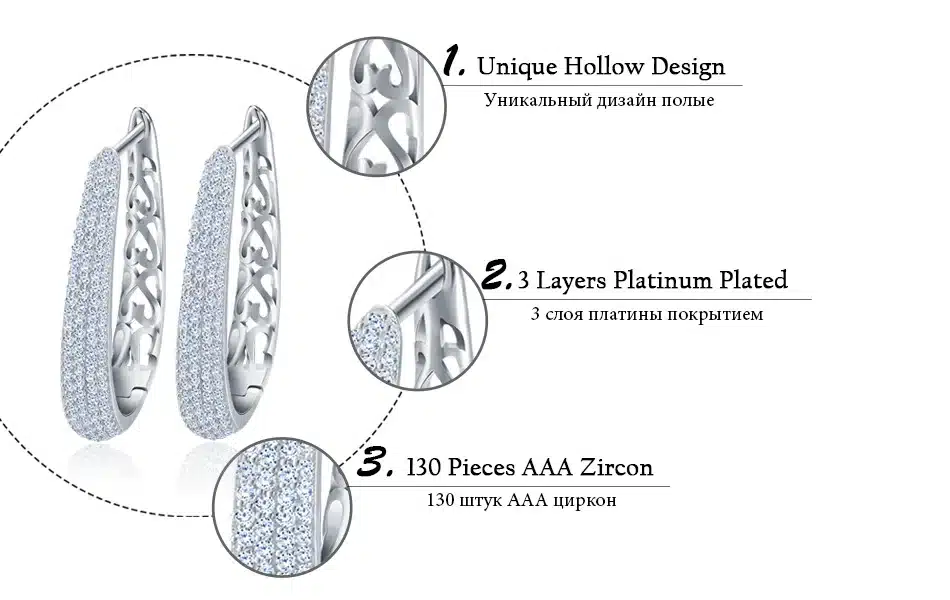ORSA JEWELS Luxury Silver Color Hoop Earrings Paved with AAA Austrian Cubic Zirconia for Women Fashion Jewelry New Style OE139 28