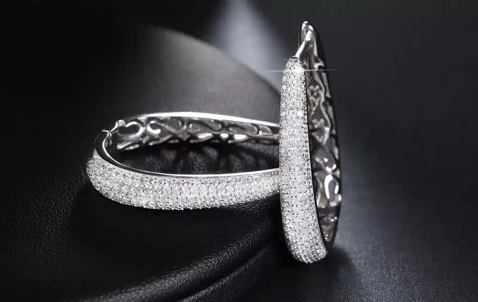 ORSA JEWELS Luxury Silver Color Hoop Earrings Paved with AAA Austrian Cubic Zirconia for Women Fashion Jewelry New Style OE139 29
