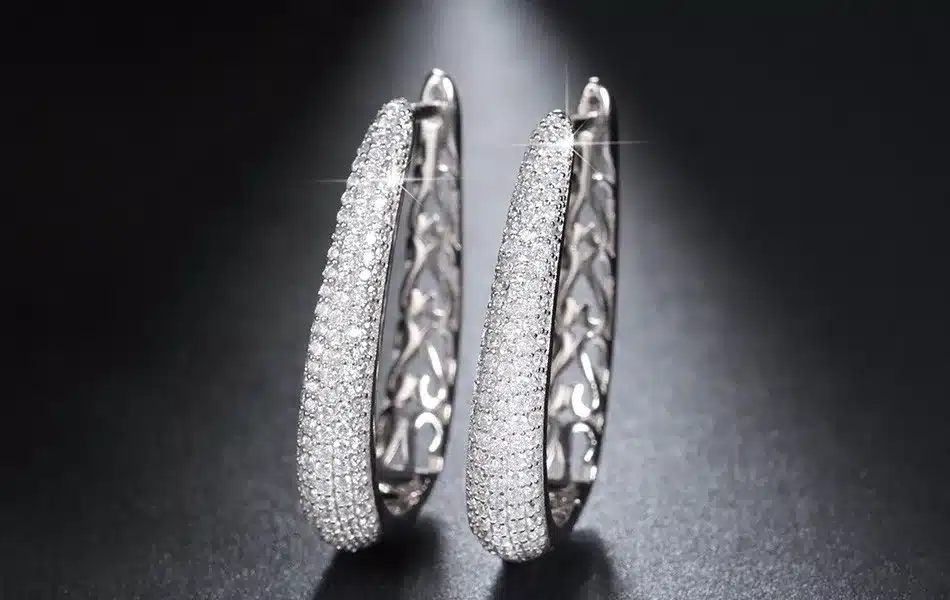 ORSA JEWELS Luxury Silver Color Hoop Earrings Paved with AAA Austrian Cubic Zirconia for Women Fashion Jewelry New Style OE139 30