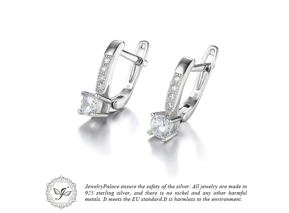 JewelryPalace 1ct Cubic Zirconia Clip Earrings 925 Sterling Silver Wedding Anniversary Jewelry For Women Fashion Party Gift 38