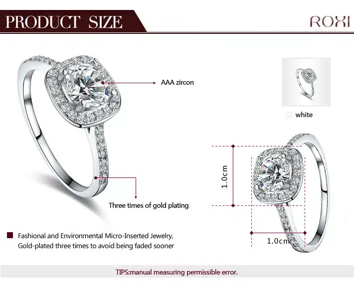 2017 ROXI Brand Anillos Fashion Jewelry Rings for Women White Rose Gold Color Zirconia Environmental Rhinestone Wedding Rings 11