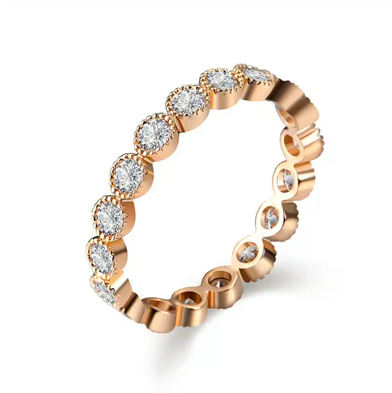 USTAR Crystals Engagement Rings for women with AAA Cubic Zirconia Rose Gold color finger wedding ring female Anel Jewelry bijoux 29