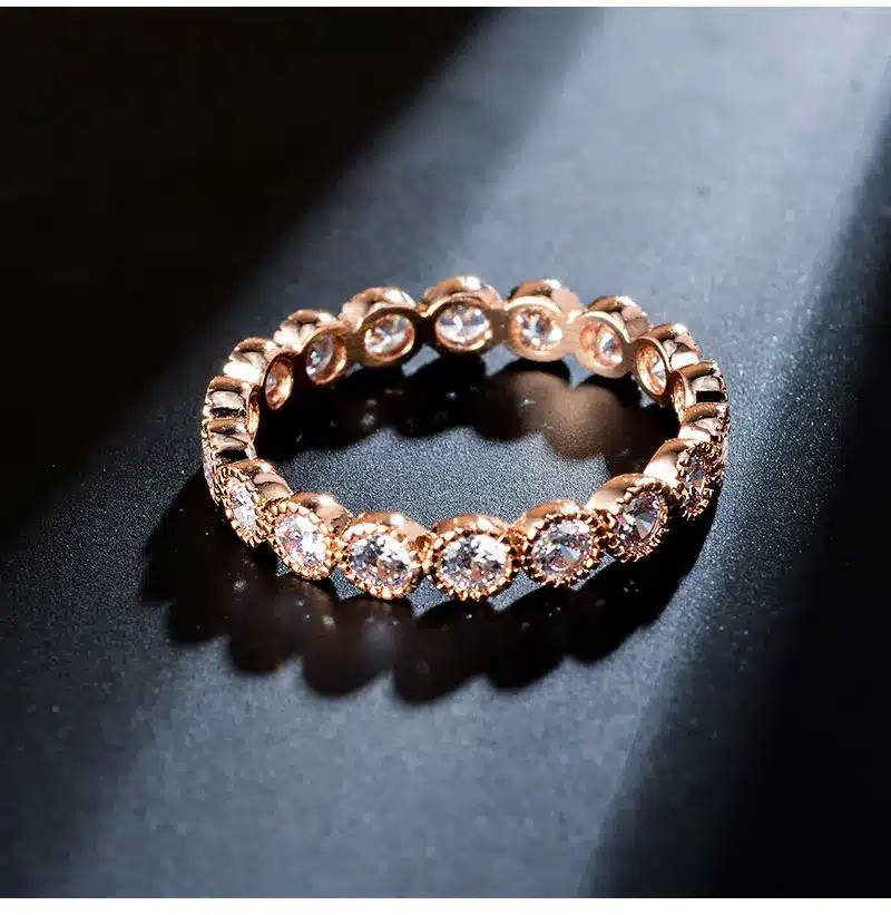 USTAR Crystals Engagement Rings for women with AAA Cubic Zirconia Rose Gold color finger wedding ring female Anel Jewelry bijoux 32