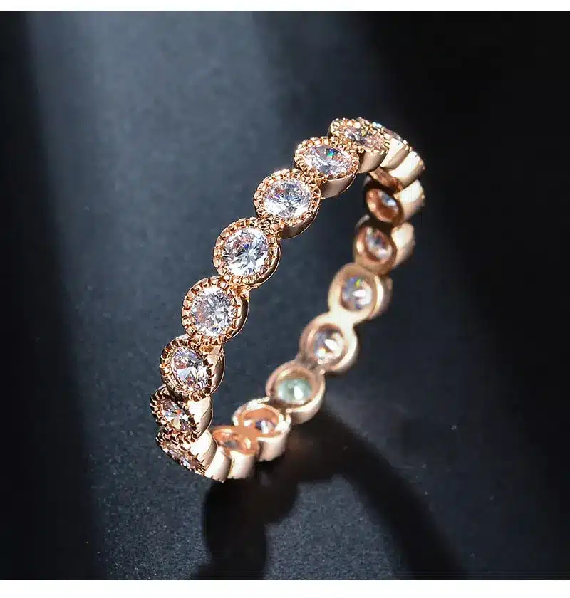 USTAR Crystals Engagement Rings for women with AAA Cubic Zirconia Rose Gold color finger wedding ring female Anel Jewelry bijoux 33