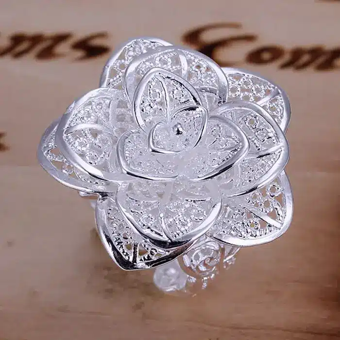 925 jewelry silver plated jewelry ring fine nice flower ring top quality wholesale and retail SMTR116 6
