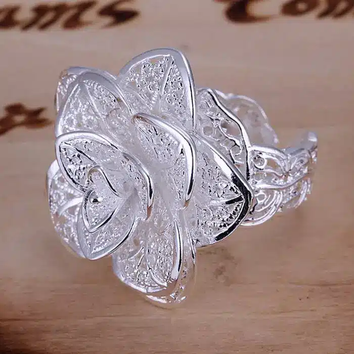 925 jewelry silver plated jewelry ring fine nice flower ring top quality wholesale and retail SMTR116 7