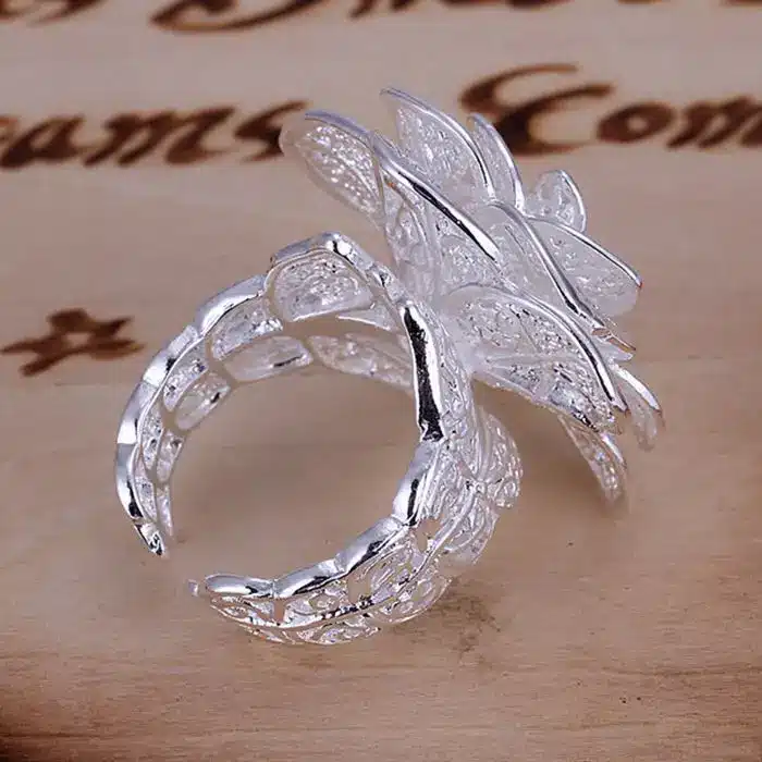 925 jewelry silver plated jewelry ring fine nice flower ring top quality wholesale and retail SMTR116 8