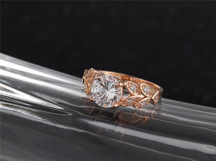 17KM New Silver Color Leaf Flower Wedding Rings For Women Lover Bijoux Anel Femme Engagement Ring Crystal Fashion Jewelry Gift 40