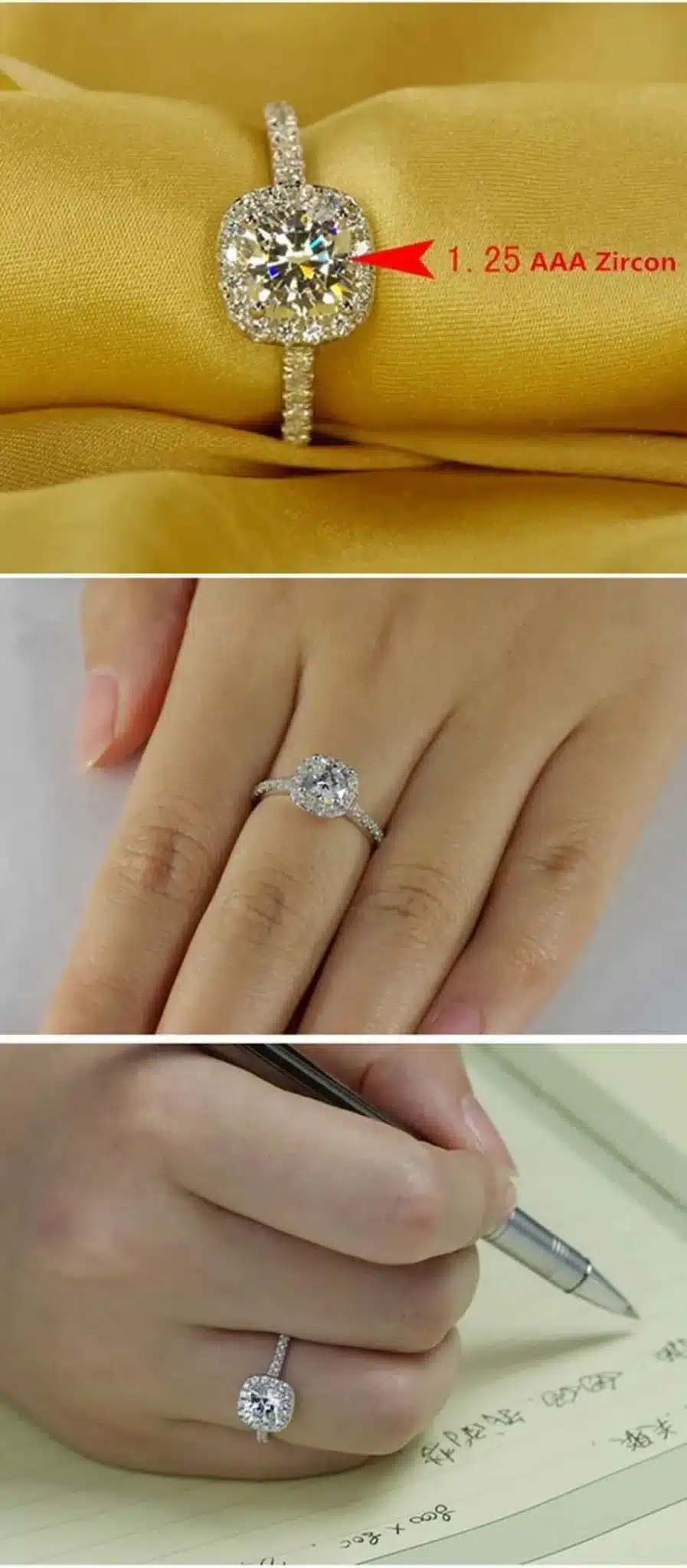 CC Jewelry Sterling-silver-jewelry Square Ring Engagement Wedding Rings for Women Vintage Anillo Bijoux Bague Fashion Anel CC035 25