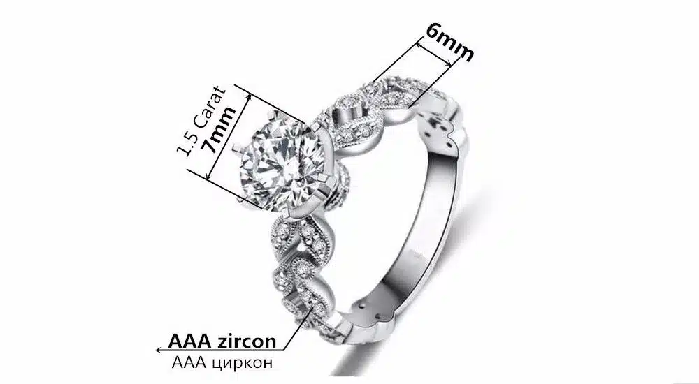 1.5 carat AAA zircon jewelry wedding engagement rings for women vintage 925 sterling silver anel crystal bague leaves DD097 20
