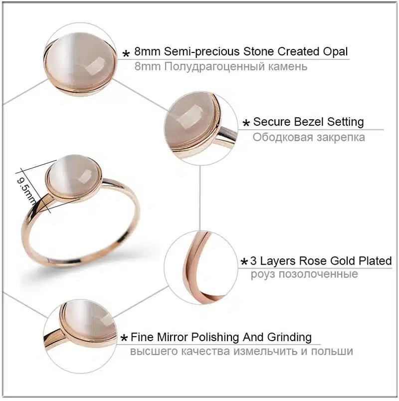 USTAR White stone Wedding Rings for women Jewelry Rose Gold color engagement Rings female Anel bijoux party gift top quality 30