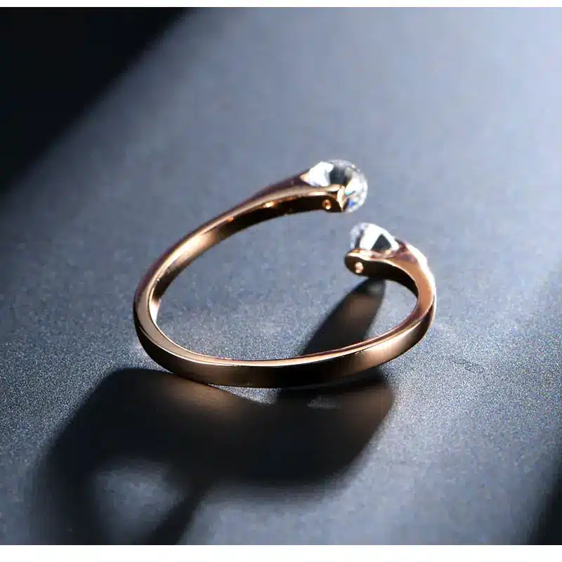 USTAR AAA Zircon Wedding Rings for women opening Rose gold color Crystal engagement rings female anel adjustable size 32