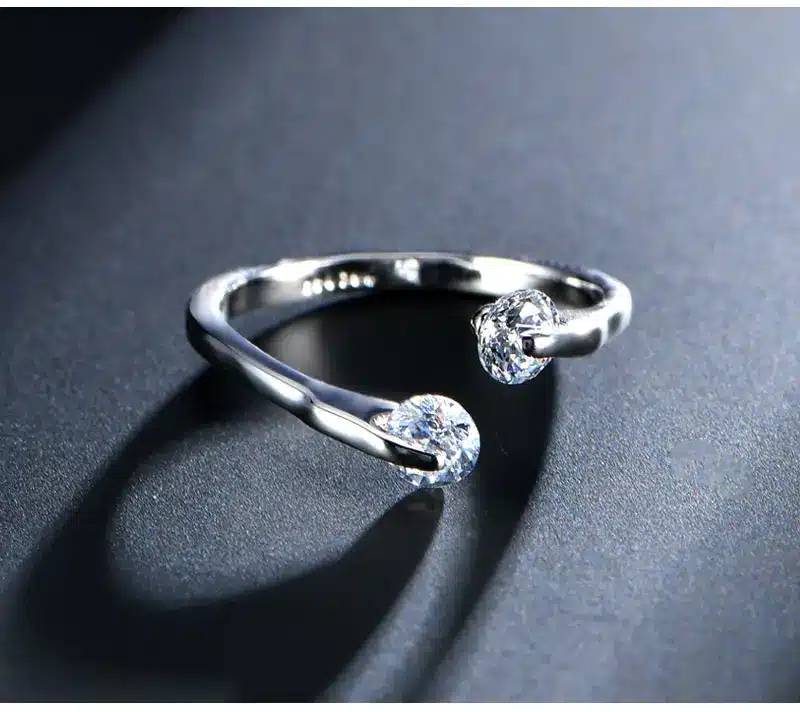 USTAR AAA Zircon Wedding Rings for women opening Rose gold color Crystal engagement rings female anel adjustable size 34
