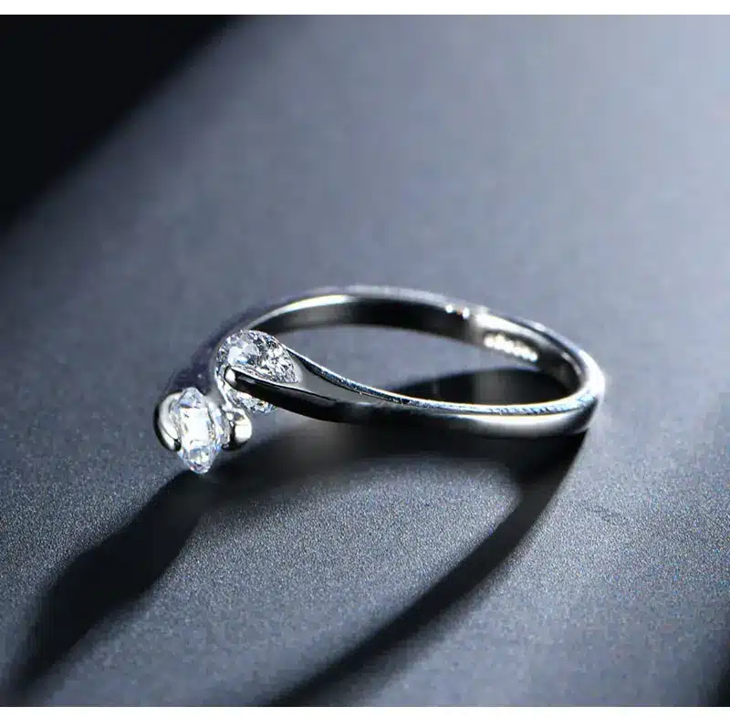 USTAR AAA Zircon Wedding Rings for women opening Rose gold color Crystal engagement rings female anel adjustable size 35