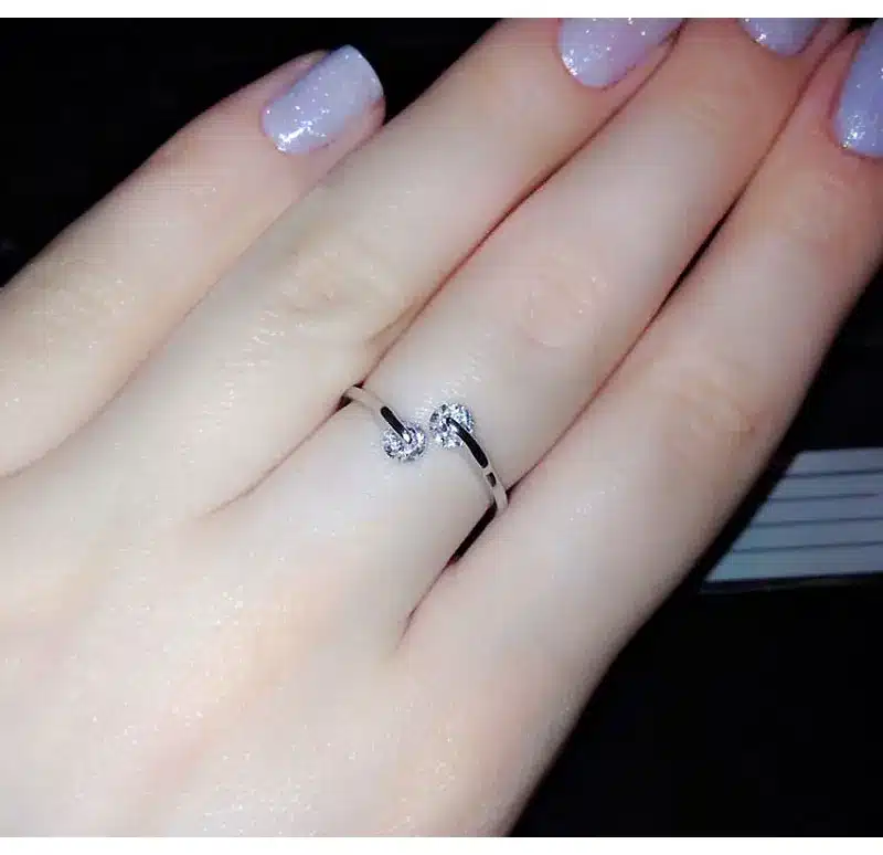 USTAR AAA Zircon Wedding Rings for women opening Rose gold color Crystal engagement rings female anel adjustable size 36