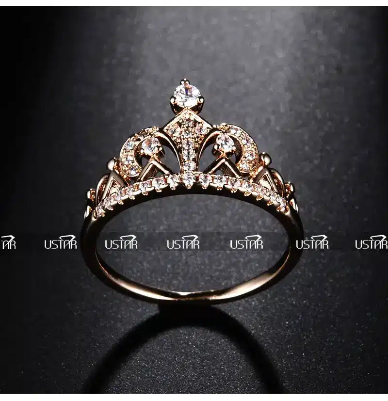USTAR Princess Crown Rings for women AAA cubic zirconia micro pave setting engagement wedding rings female Anel accessories 31