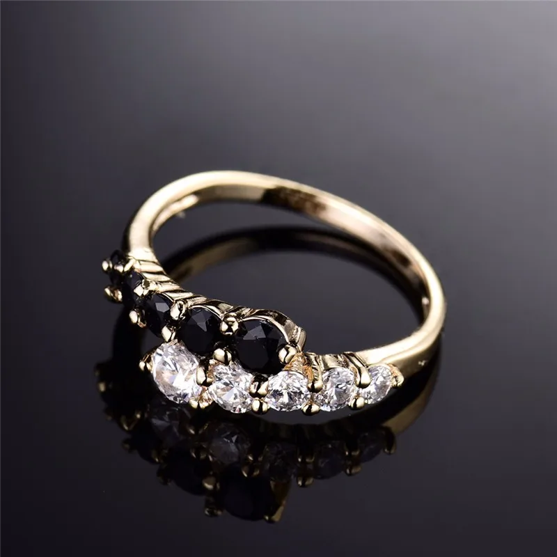BUDONG New Fashion 2016 Finger Midi Ring for Women Gold-Color Rings White & Black Engagement Wedding Rings CZ Zircon Jewelry 24