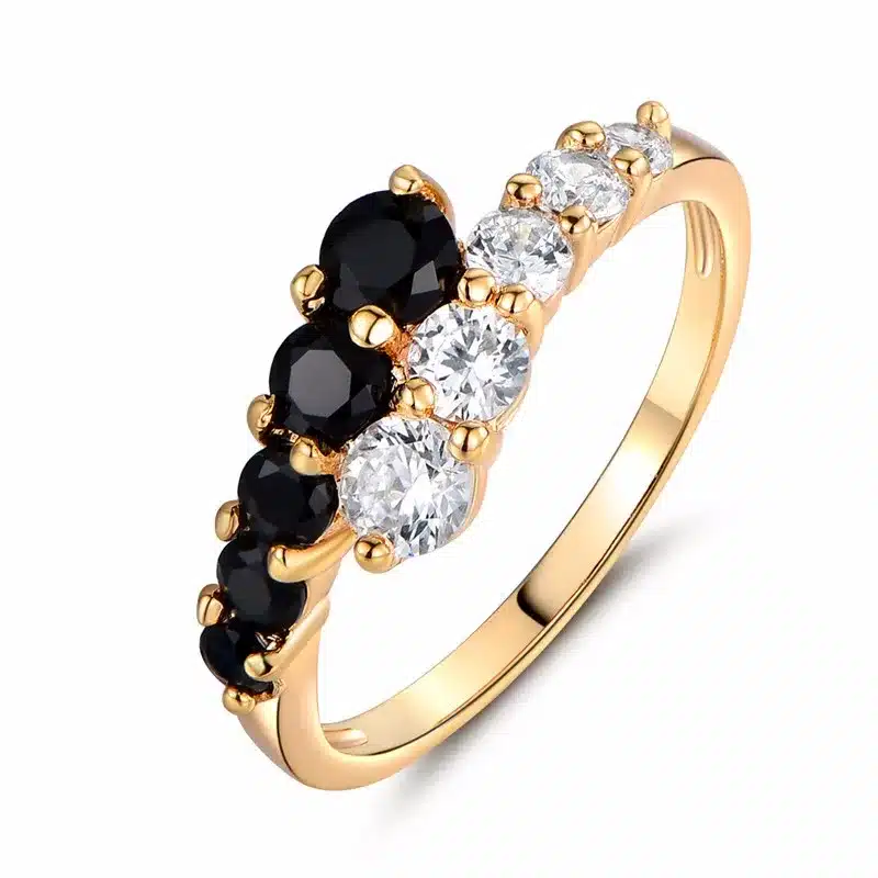 BUDONG New Fashion 2016 Finger Midi Ring for Women Gold-Color Rings White & Black Engagement Wedding Rings CZ Zircon Jewelry 26