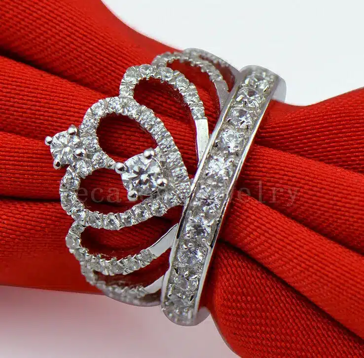 Vecalon 2016 Female Crown ring AAAAA Zircon Cz 925 Sterling Silver Engagement wedding Band ring for women 10