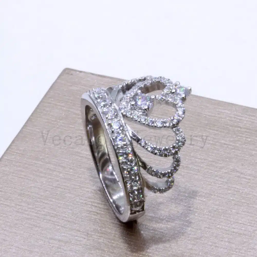 Vecalon 2016 Female Crown ring AAAAA Zircon Cz 925 Sterling Silver Engagement wedding Band ring for women 14