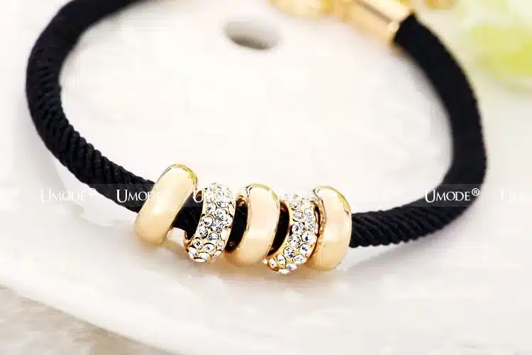 UMODE New Fashion Gold Color Jewelry Austrian Rhinestone Round Circles Pendant Rope Charm Bracelets For Women Pulseiras AUB0074 42