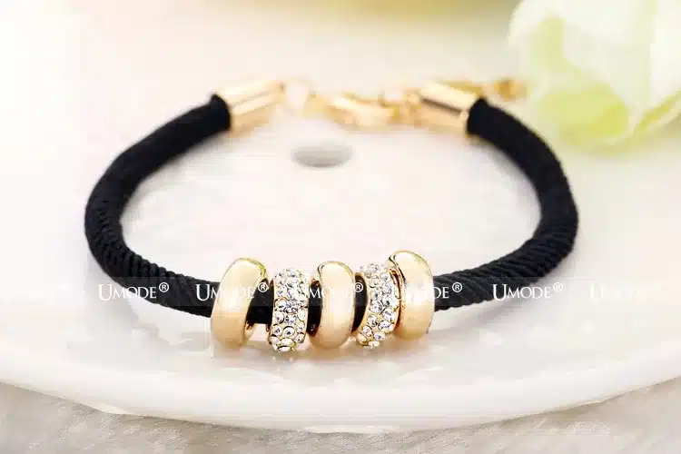 UMODE New Fashion Gold Color Jewelry Austrian Rhinestone Round Circles Pendant Rope Charm Bracelets For Women Pulseiras AUB0074 43