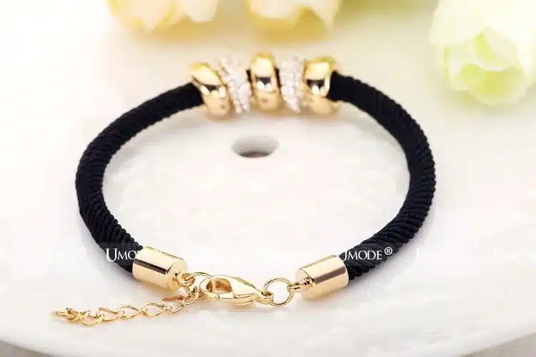 UMODE New Fashion Gold Color Jewelry Austrian Rhinestone Round Circles Pendant Rope Charm Bracelets For Women Pulseiras AUB0074 44