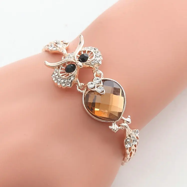2018 Newest Brand 7 Colour Owl Bracelet Chrome Chain Link Bracelets Bangles For Women Fashion Jewelry 7