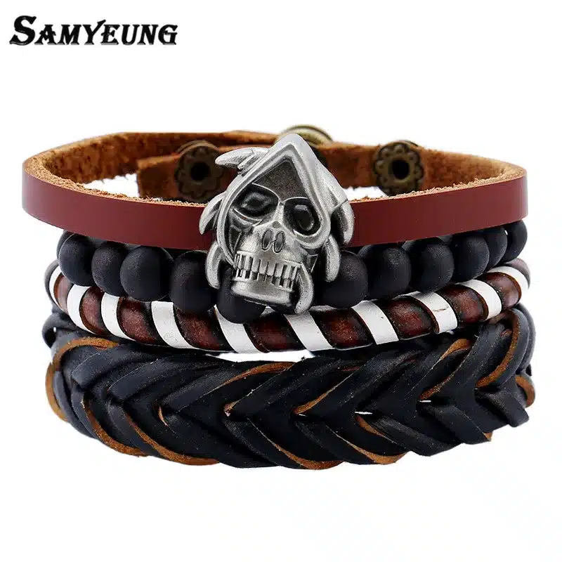 Samyeung 4 Pcs Genuine Leather Bracelets for Male Friendship Believe Bracelet Beads Braclet Women Braslet Men Pulseras Hombre 14