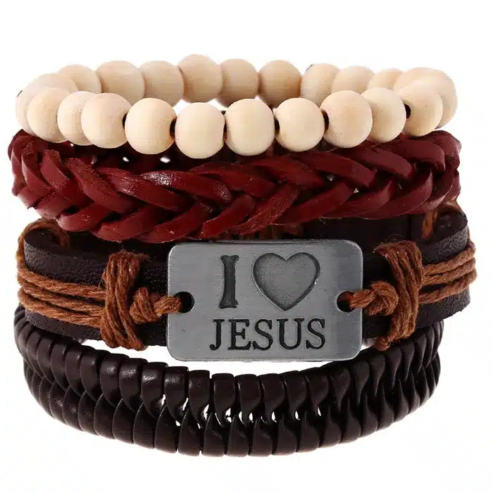 Samyeung 4 Pcs Genuine Leather Bracelets for Male Friendship Believe Bracelet Beads Braclet Women Braslet Men Pulseras Hombre 15