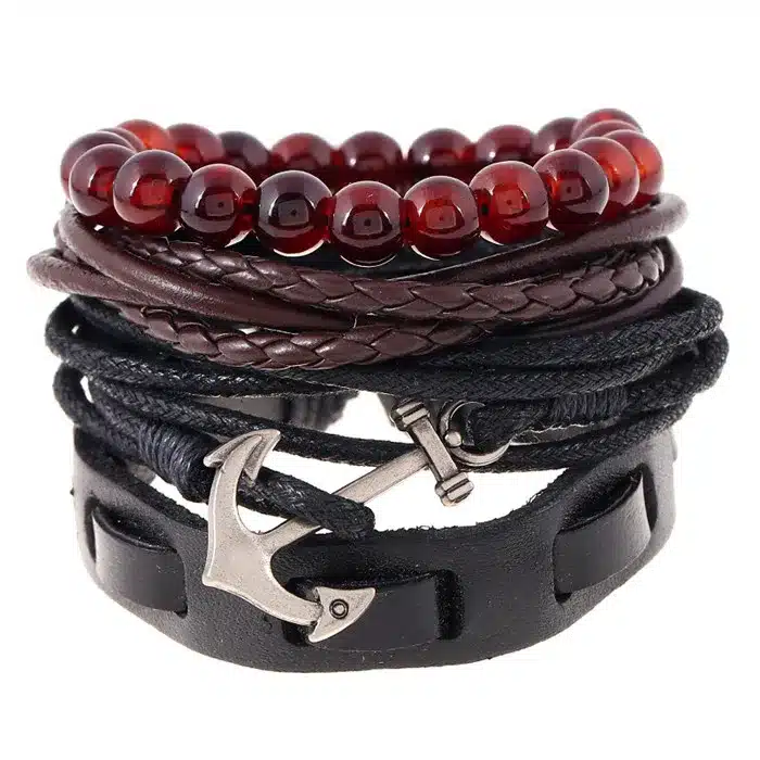 Samyeung 4 Pcs Genuine Leather Bracelets for Male Friendship Believe Bracelet Beads Braclet Women Braslet Men Pulseras Hombre 17