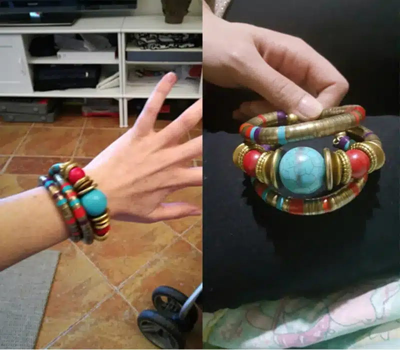Fashion Bracelets Bangles For Women Tibetan Bracelets & Bangles Stone Inlay Roundness Bead Adjust Bangle B02291 12