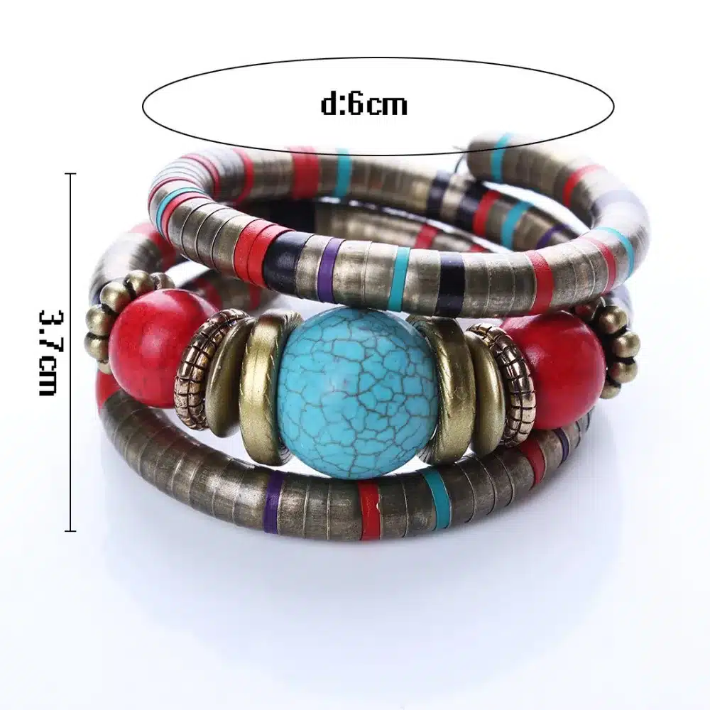 Fashion Bracelets Bangles For Women Tibetan Bracelets & Bangles Stone Inlay Roundness Bead Adjust Bangle B02291 14