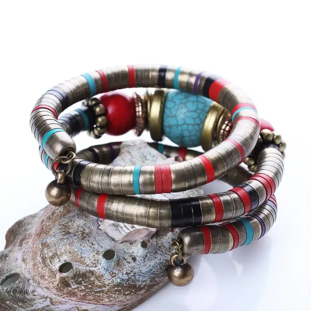 Fashion Bracelets Bangles For Women Tibetan Bracelets & Bangles Stone Inlay Roundness Bead Adjust Bangle B02291 17