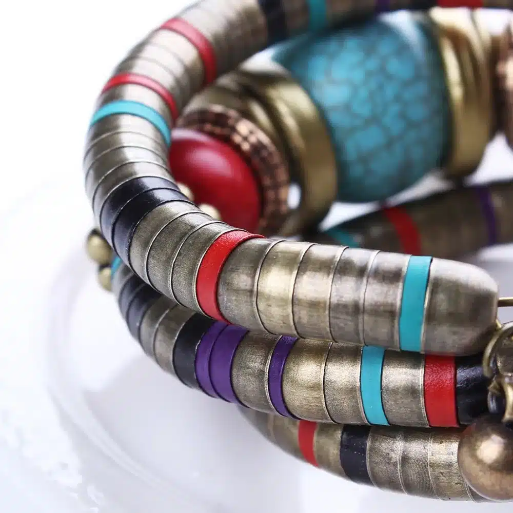 Fashion Bracelets Bangles For Women Tibetan Bracelets & Bangles Stone Inlay Roundness Bead Adjust Bangle B02291 18