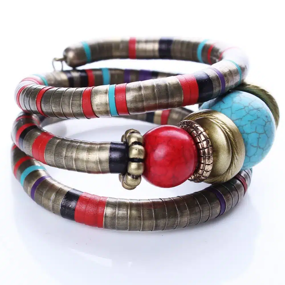 Fashion Bracelets Bangles For Women Tibetan Bracelets & Bangles Stone Inlay Roundness Bead Adjust Bangle B02291 22