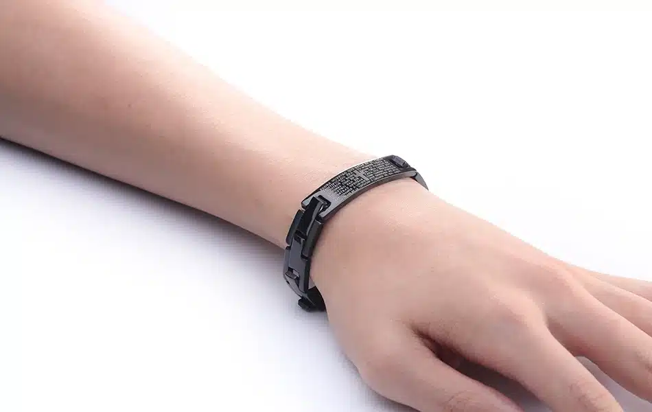 KISS MANDY Cross Pattern Stainless Steel Bracelet in Black Color Scripture Religious Wristband Bracelet Fashion Accessories FB57 29