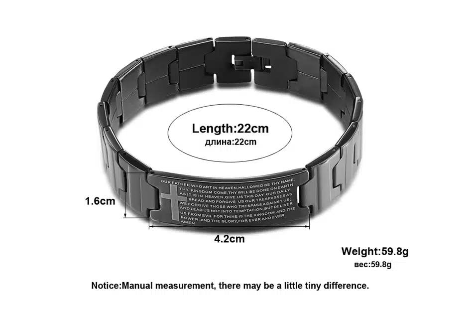 KISS MANDY Cross Pattern Stainless Steel Bracelet in Black Color Scripture Religious Wristband Bracelet Fashion Accessories FB57 30