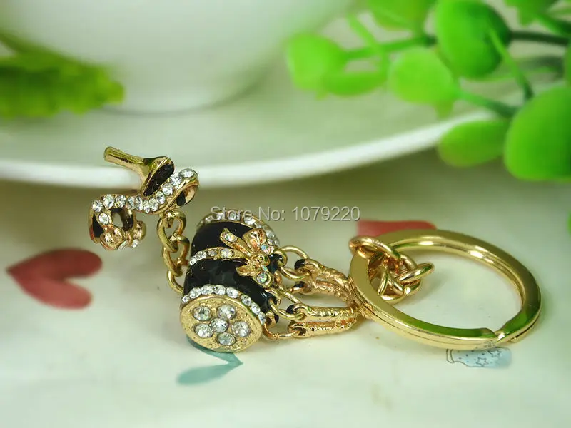 T Black Bags High-heeled Shoes Keyring Rhinestone Crystal Charm Jewellery Women Bag Pendant Car Key Chain Gift 13