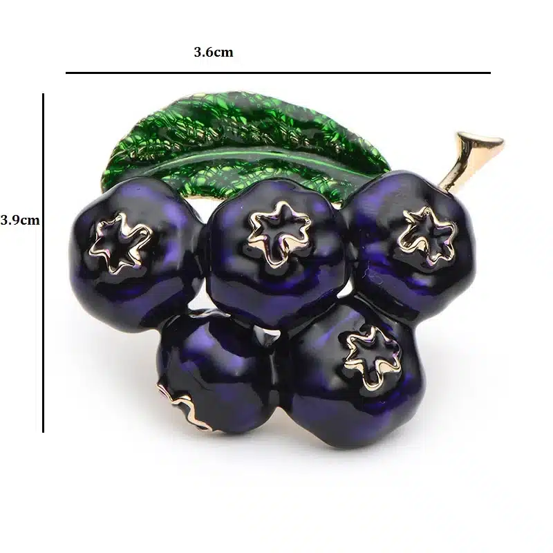 Purple Enamel Blueberry Brooches Women Men's Alloy Plant Brooch Pins Girls' Hat Bag Broche Badge Gifts 10