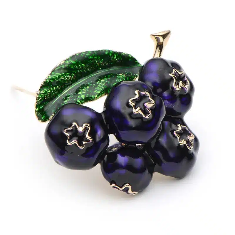 Purple Enamel Blueberry Brooches Women Men's Alloy Plant Brooch Pins Girls' Hat Bag Broche Badge Gifts 11